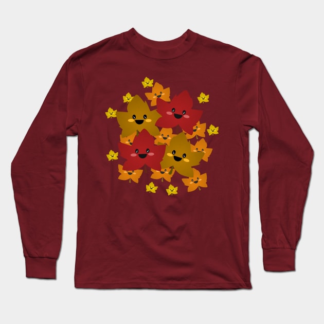 Happy leafy Autumn mess Long Sleeve T-Shirt by EuGeniaArt